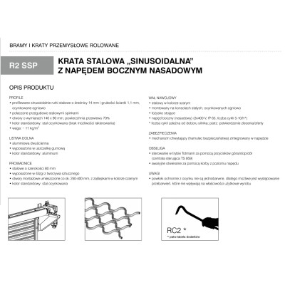 Krata rolowana stalowa sinusoidalna KRISPOL R2 SSP + NAPĘD BOCZNY Krata rolowana stalowa sinusoidalna KRISPOL R2 SSP + NAPĘD BOCZNY