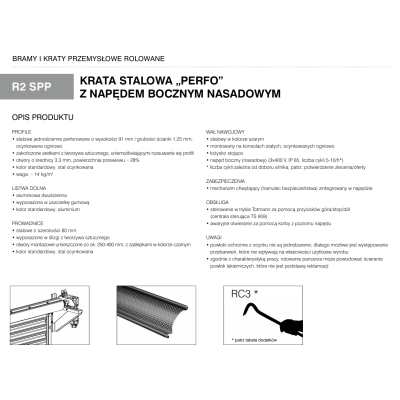 Krata rolowana stalowa perfo KRISPOL R2 SPP + NAPĘD BOCZNY Krata rolowana stalowa perfo KRISPOL R2 SPP + NAPĘD BOCZNY
